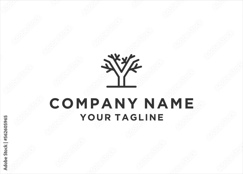 initial Letter Y Coral Tree Logo Design Vector