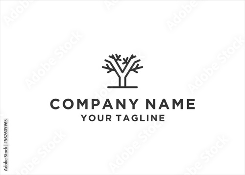 initial Letter Y Coral Tree Logo Design Vector