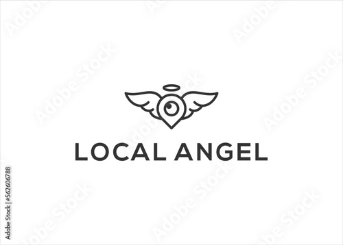 Creative modern local map angel logo design