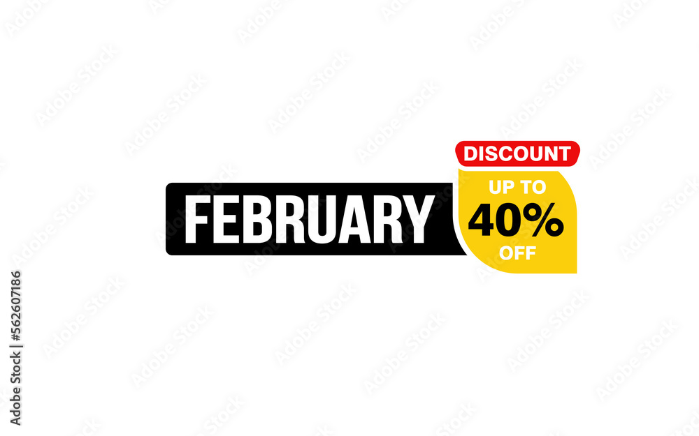 Obraz premium 40 Percent FEBRUARY discount offer, clearance, promotion banner layout with sticker style. 