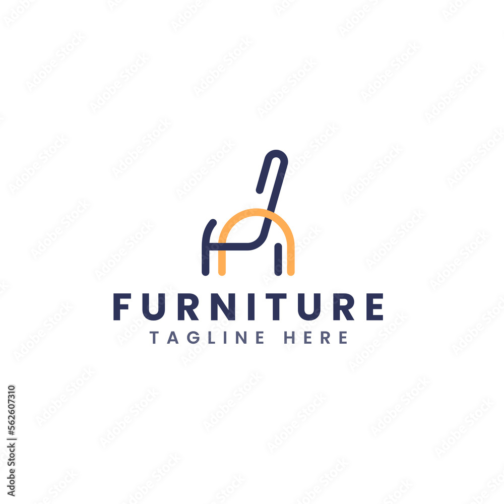 Modern Furniture Logo. Minimalist Interior Vector Logo Template