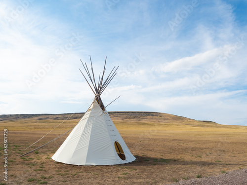 Tipi on the Grounds of the First Peoples Buffalo Jump State Park in Montana photo