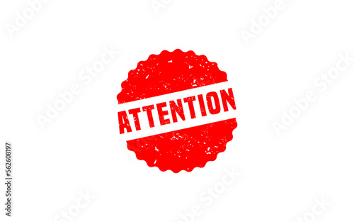 Fotografie ATTENTION stamp rubber with grunge style on white background.
