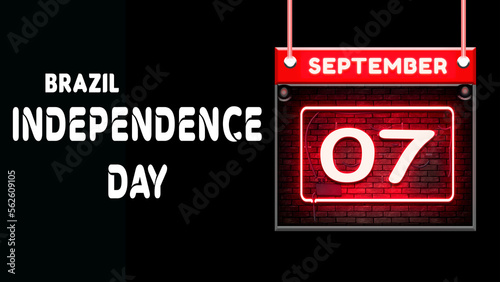 Happy Independence Day of Brazil  07 September. World National Days Neon Text Effect on background