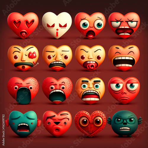 set of hearts emotions, generative ai