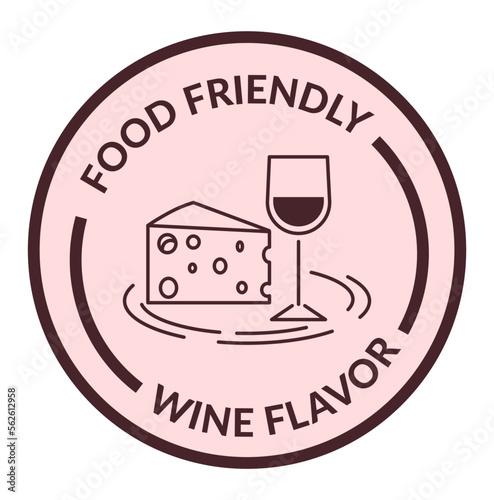 Food friendly wine flavor label for product vector