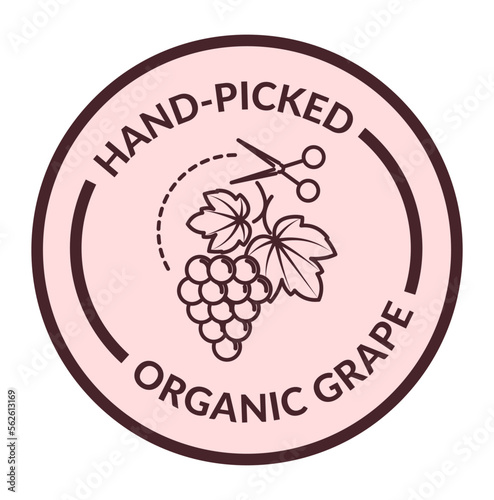 Hand picked organic grape, label for products