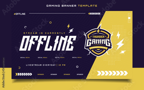 Stream Offline Gaming Banner  Template with Logo for Social Media Flyer