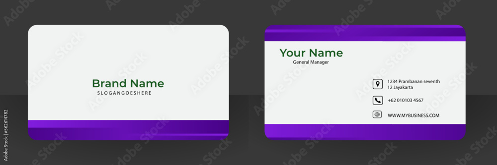 Creative business Card. Business card vector background. Purple modern creative business card and name card,horizontal simple clean template vector design.