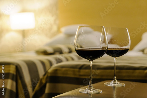 glasses of red wine in hotel room © Maksim Shebeko