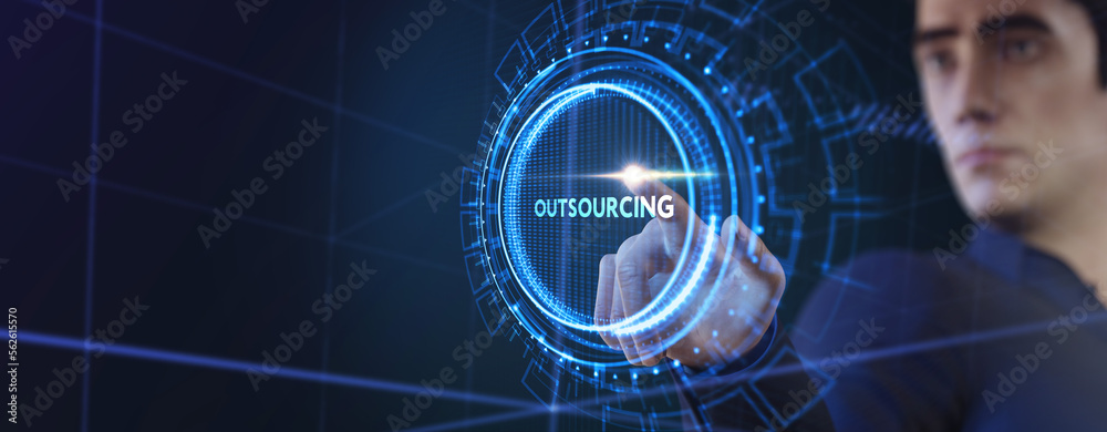 Fototapeta premium Business, Technology, Internet and network concept. Outsourcing human resources. 3d illustration