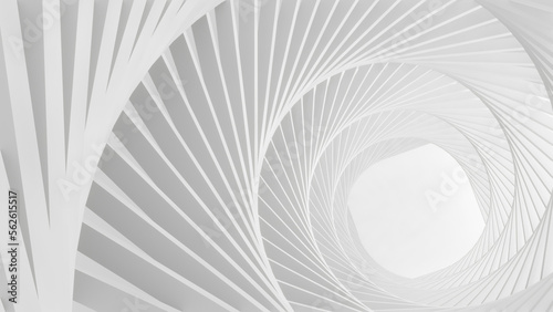 White abstract background with spiral shape. Creative Architectural Concept, 3D rendering