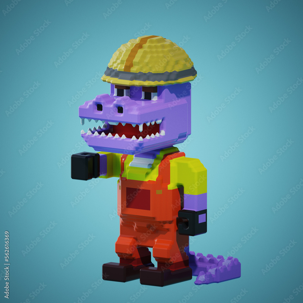 Fototapeta premium 3D character of funny crocodile mechanic