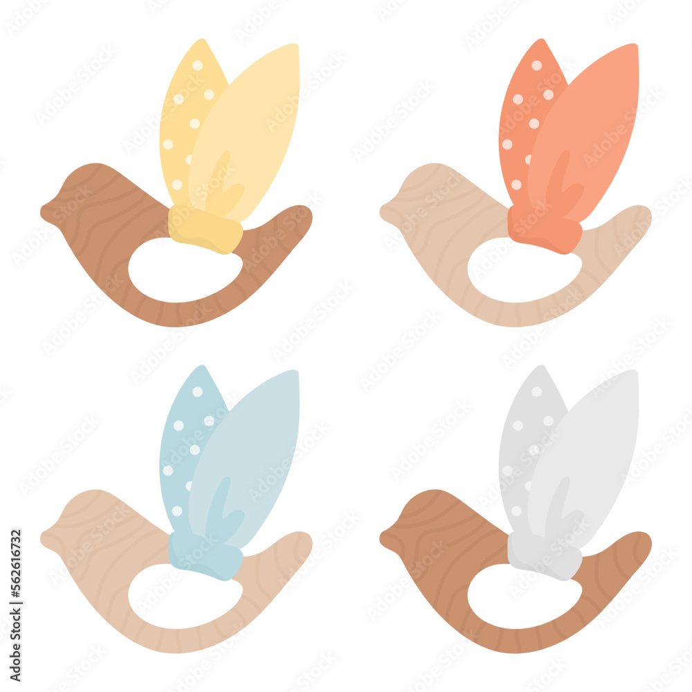 Set of cute boho baby toys in Scandinavian style Set of cute boho baby toys in Scandinavian style