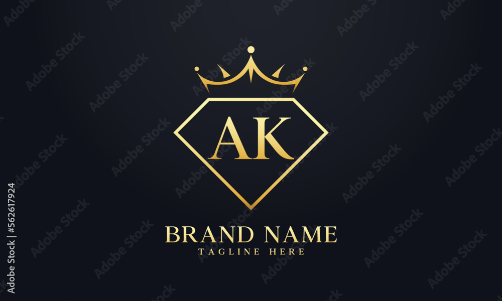 Diamond crown vector. Luxury queen logo for jewelry vector with letters