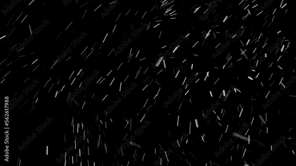 Winter real snowfall effect Snow storm isolated black background in 4K ...