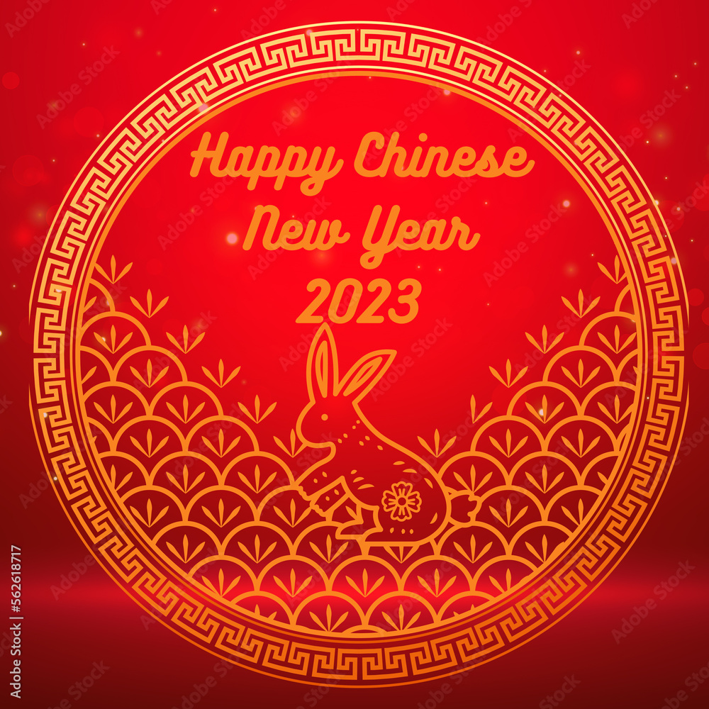 Happy Chinese new year 2023 with rabbit background