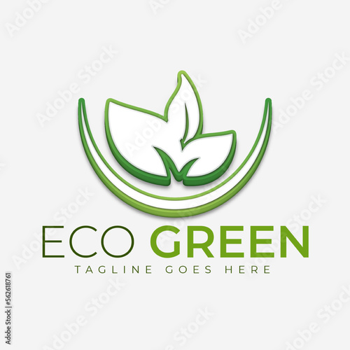eco green modern logo of abstract leaf
