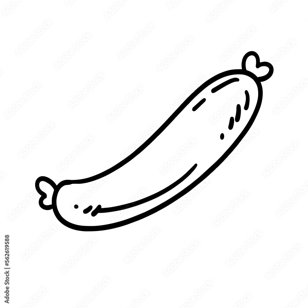 Vector Illustration of Hand drawn Sausage Outline Doodle art style