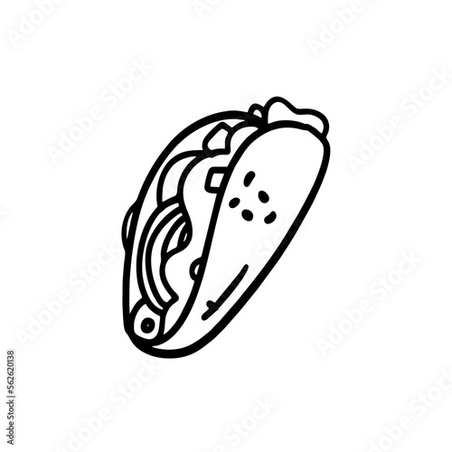 Vector Illustration of Hand drawn Tacos Outline Doodle art style