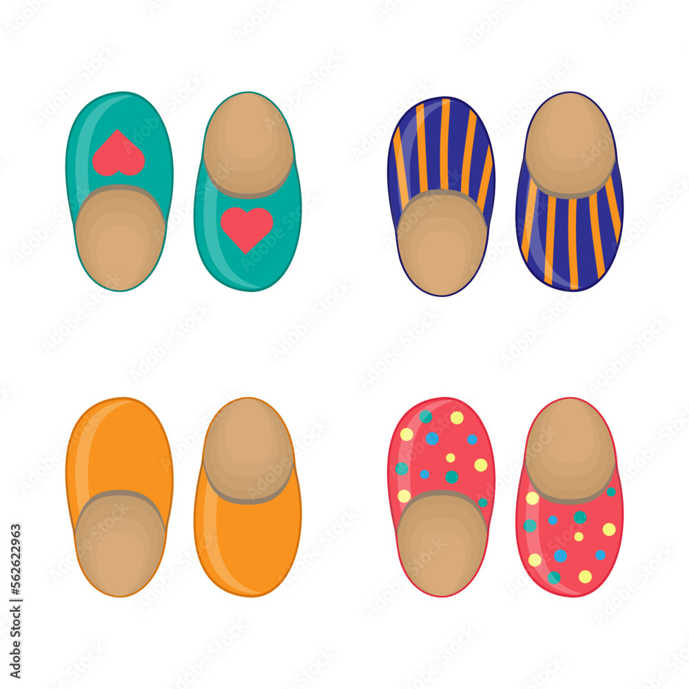 Set of colorful house slippers,vector