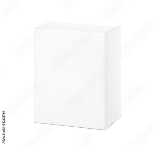 Realistic cardboard packaging box mockup. Vector illustration on white background. Can be use for food, cosmetic and etc. Ready for your presentation. EPS10.	