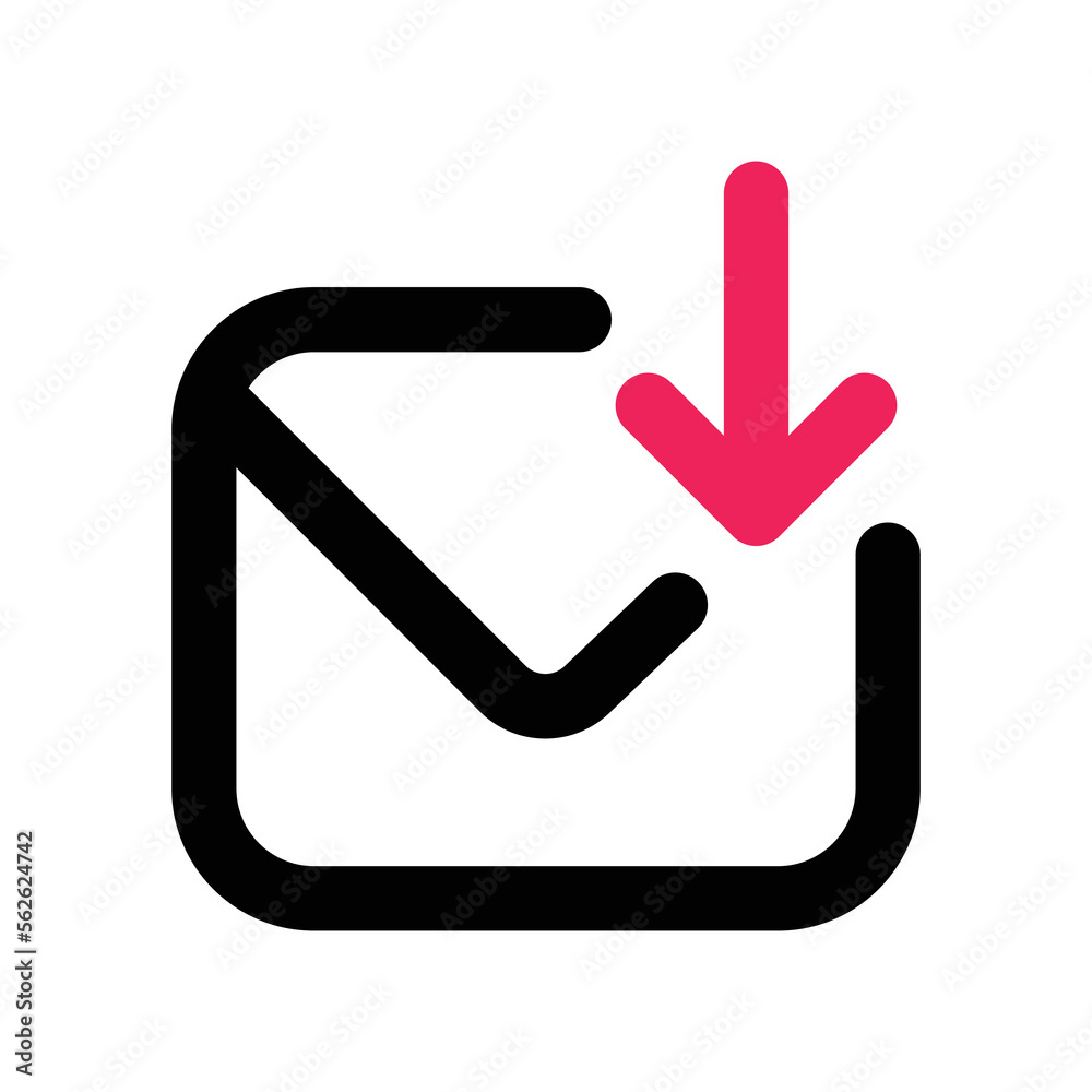 Envelope download vector icon. Isolated app dashboard sign design. Envelope download vector icon. Isolated app dashboard sign design.