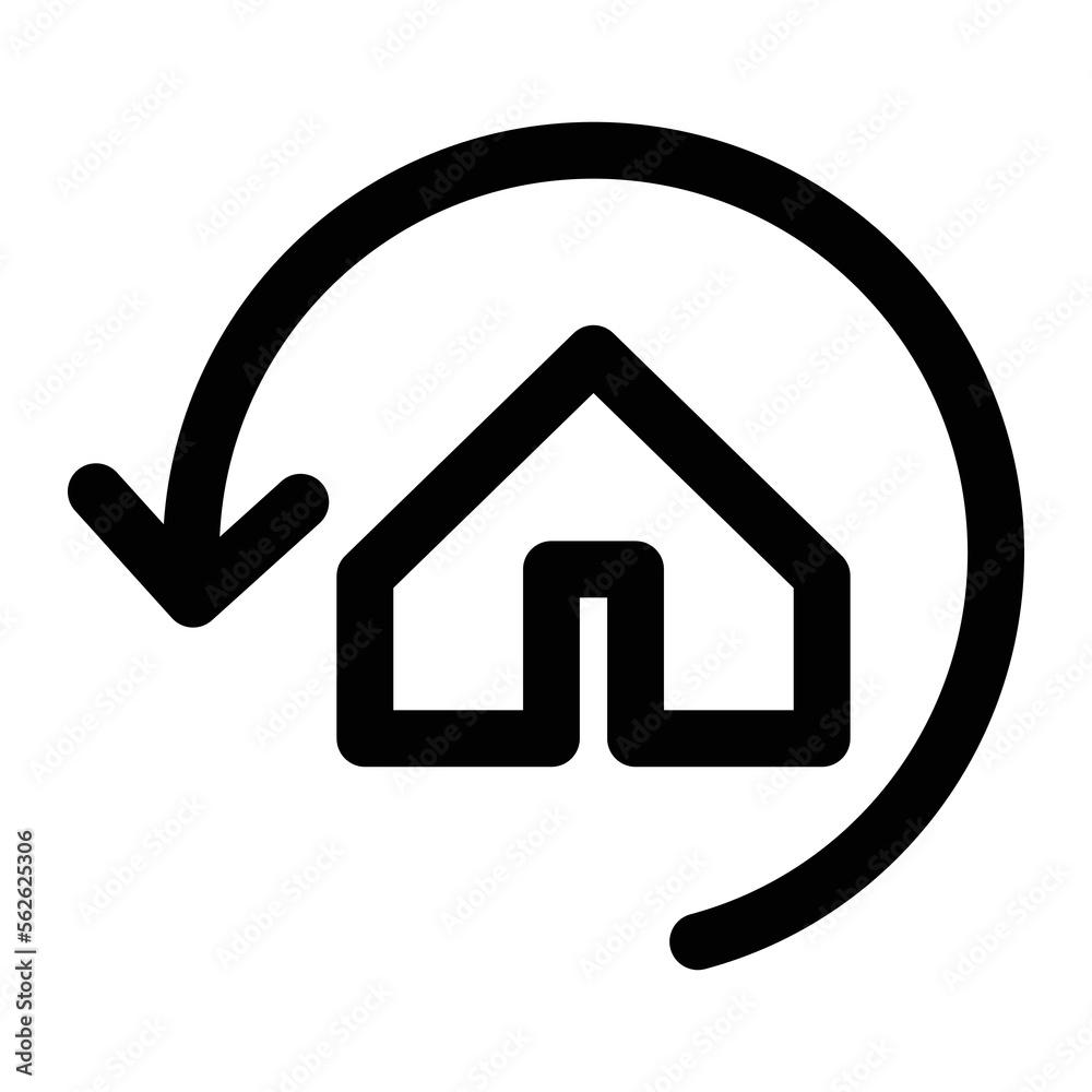 Return to home button vector icon. Isolated back to homepage menu sign design.