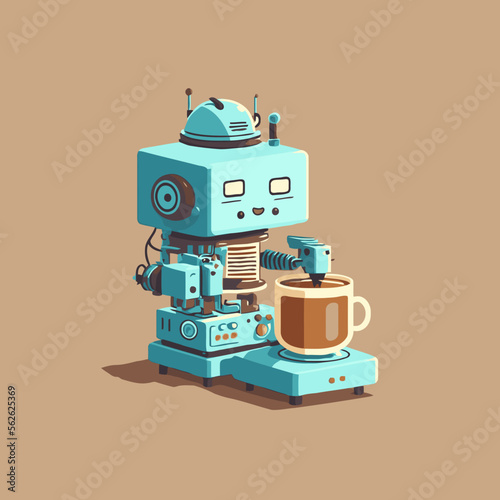 coffee machine robot technology character mascot vector illustration