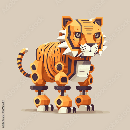 robot tiger cyborg machine character logo mascot vector illustration