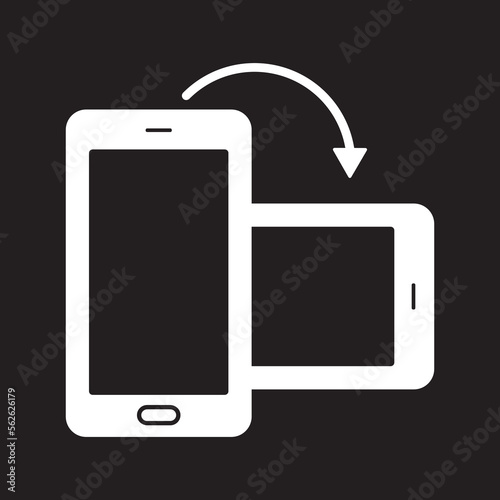 Rotate smartphone before the video started isolated icon device rotation vector image.