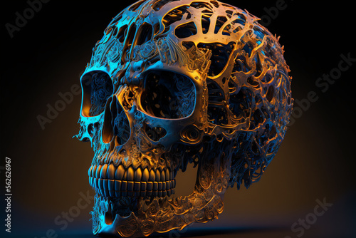 Cyborg human skull, generated ai