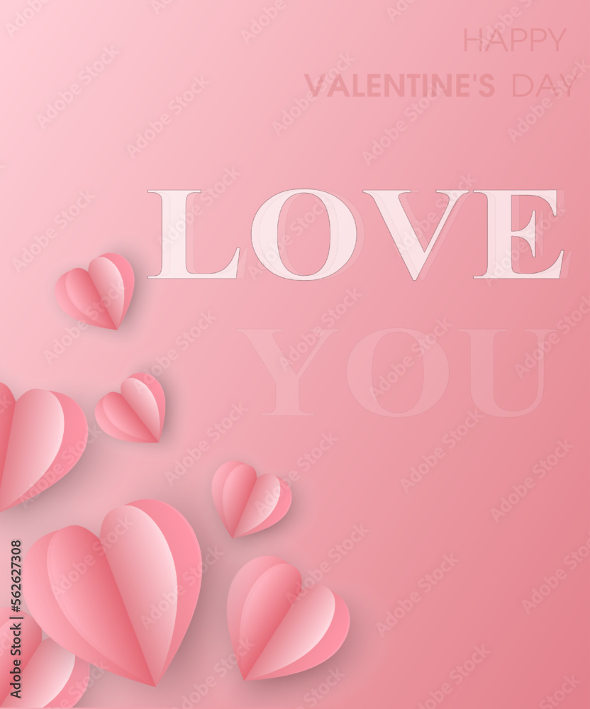 Card Valentine's day balloon heart love Invitation on vector abstract background.