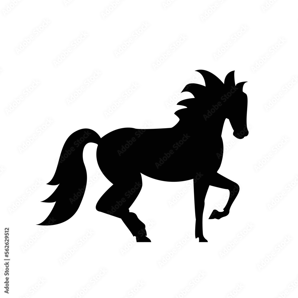 a simple and luxurious black and white logo in the shape of a horse, suitable for use in all fields, especially those related to the animal world