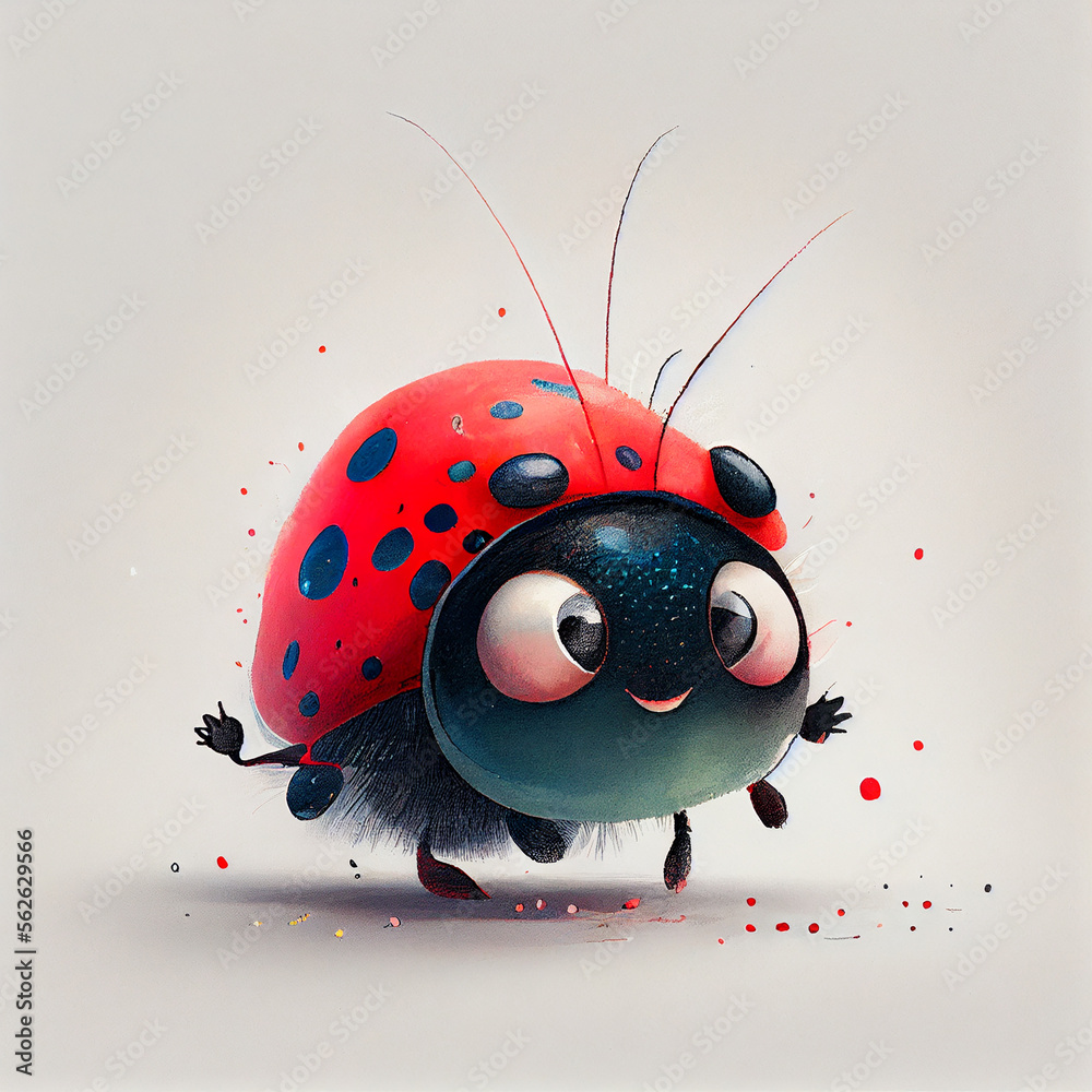 Cartoon. Cute ladybug smiling. generative ai Stock Illustration | Adobe