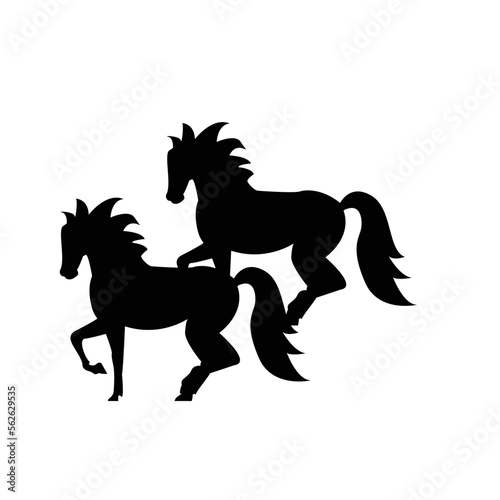 a simple and luxurious black and white logo in the shape of a horse  suitable for use in all fields  especially those related to the animal world