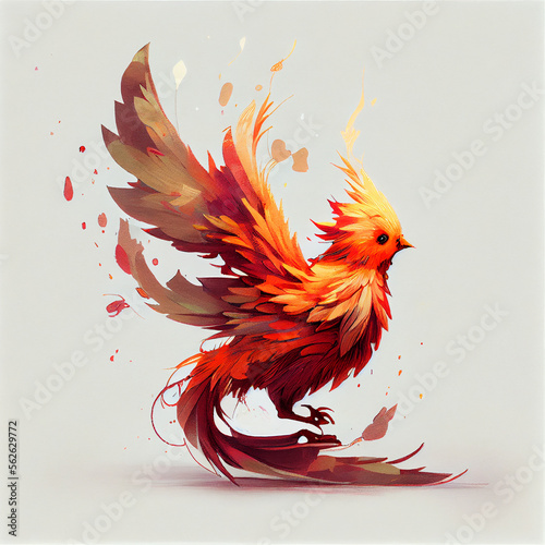 Foto Cartoon. beautiful phoenix drawing. generative ai