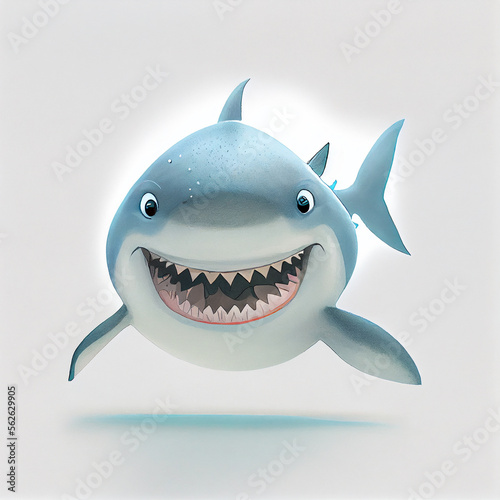 Cartoon. Smiling shark. generative ai