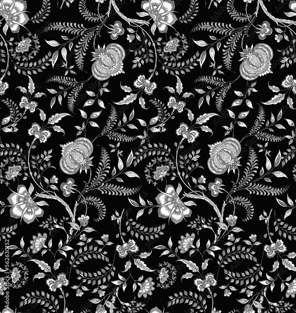 Seamless Black And White Floral Pattern For Wallpapers And Digital
