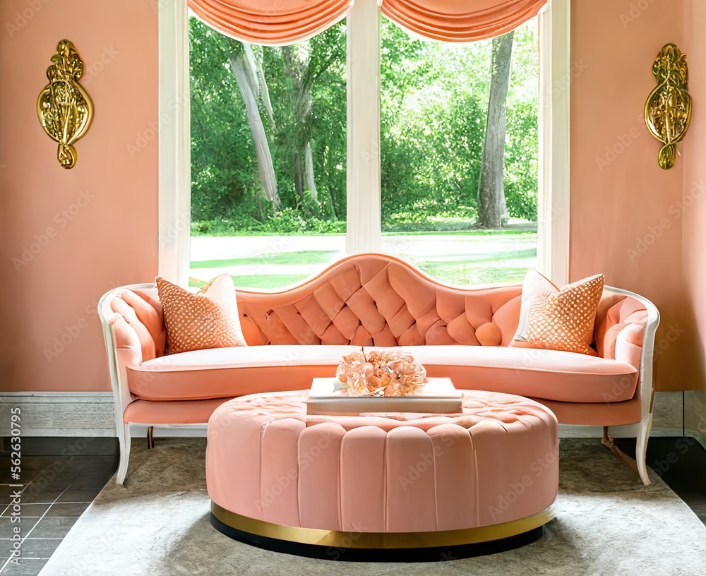 modern living room interior peach 2 Stock Illustration | Adobe Stock
