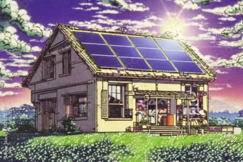 Maison panneaux solaires photo