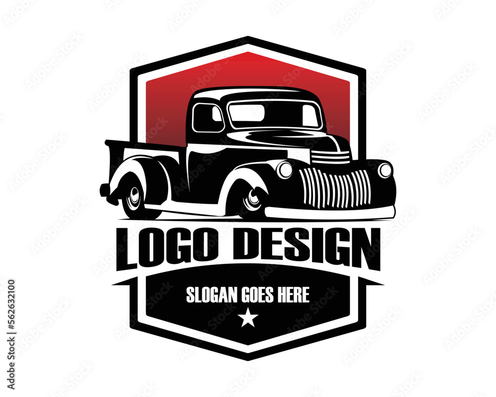 Obraz premium classic chevrolet panel truck logo isolated white background view from side. concept vector badge, design sticker, truck industry. available in eps 10.