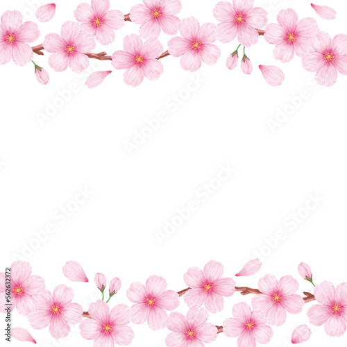 春の美しい桜のフレーム背景素材