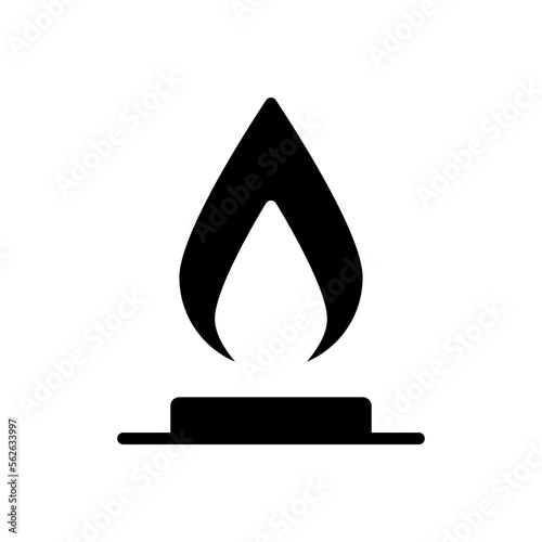 Gas black glyph icon. Heating system. Kitchen stove. Flammable gaseous substance. Domestic usage. Public utility. Silhouette symbol on white space. Solid pictogram. Vector isolated illustration