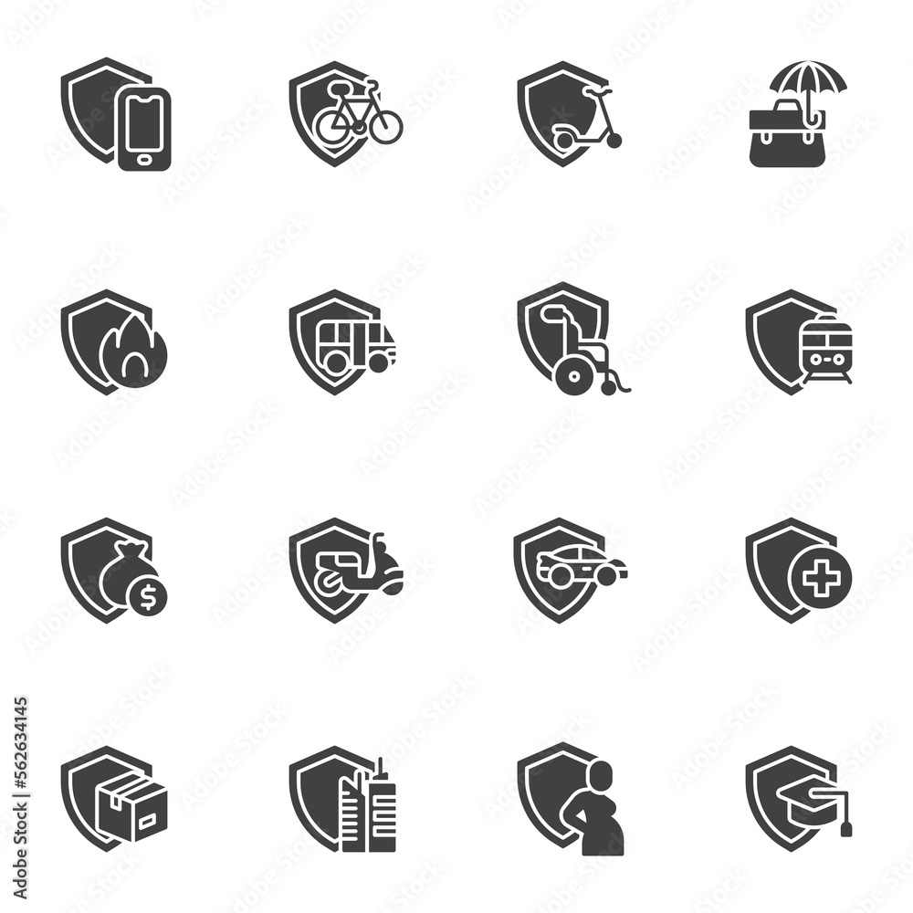 Insurance service vector icons set Insurance service vector icons set