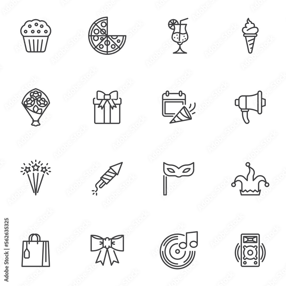 Party line icons set