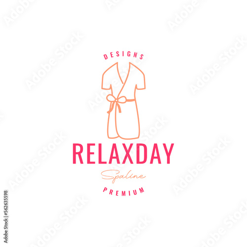 relax bathrobe warm soft cozy lines art logo design vector icon illustration template