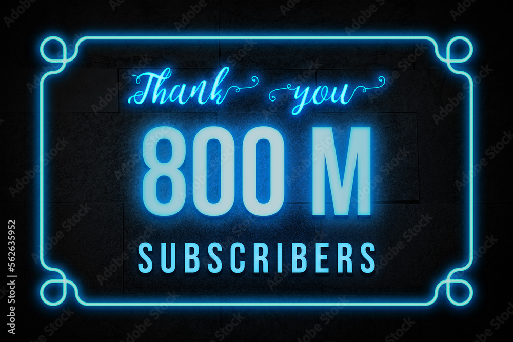 Fototapeta premium 800 Million subscribers celebration greeting banner with Neon Design