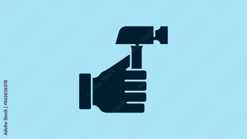 Blue Hammer icon isolated on blue background. Tool for repair. 4K Video motion graphic animation Blue Hammer icon isolated on blue background. Tool for repair. 4K Video motion graphic animation