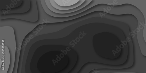 Abstract black Papercut banner concept. Paper carve black background for card poster brochure flyer design in lines black colors. Vector illustration. Cover layout template. Material design concept.